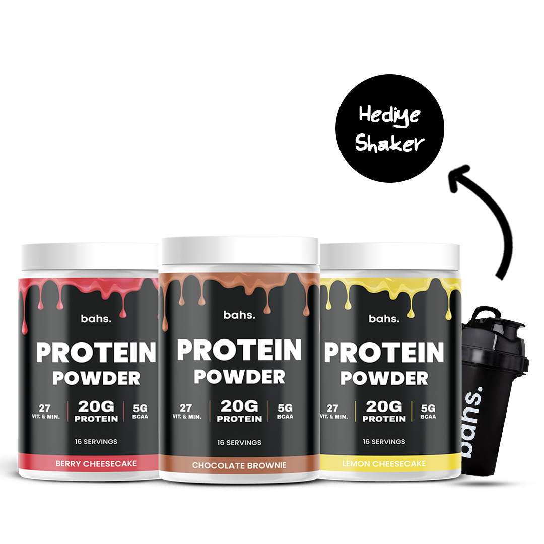 Protein Tozu Deneme Paketi | 1 Chocolate Brownie 1 Berry Cheesecake 1 Lemon Cheesecake | 1 Shaker HEDİYE
